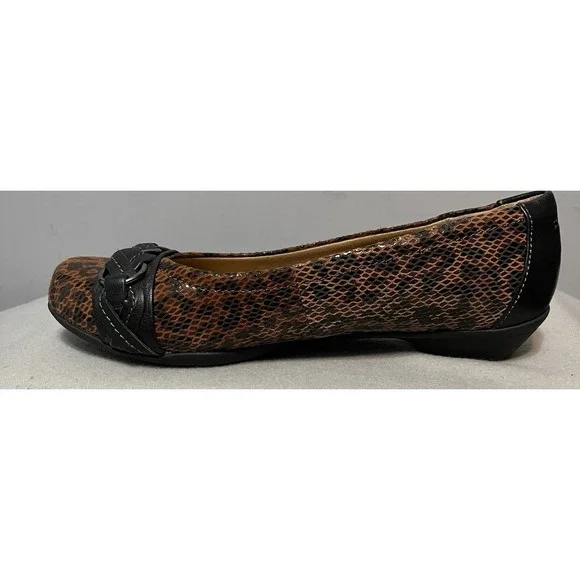 Softspots "Posie" Snakeskin Animal Print Leather Upper Brown‎ Ballet Flats Sz 9W - Picture 8 of 9